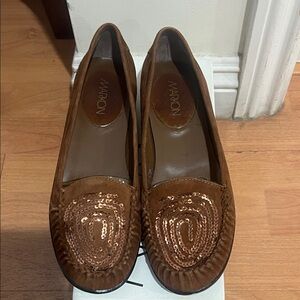 Marion Elegant Brown Sequin Loafers